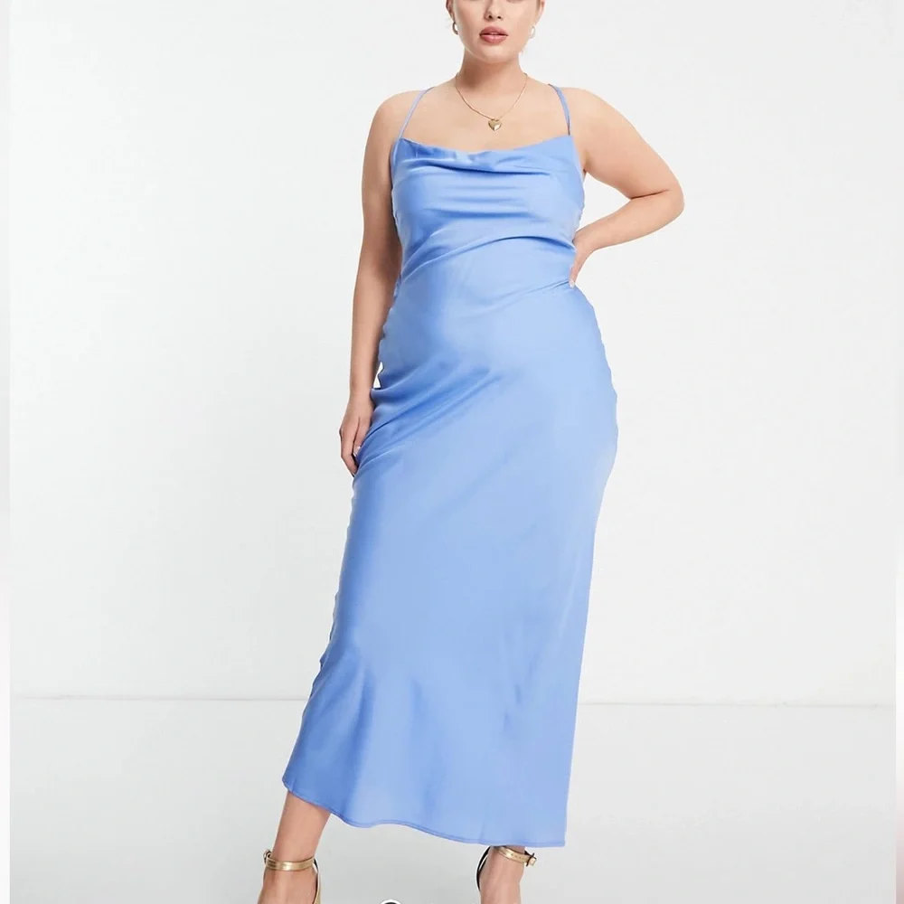 Brand new ASOS satin dress in blue - Picture 1 of 3